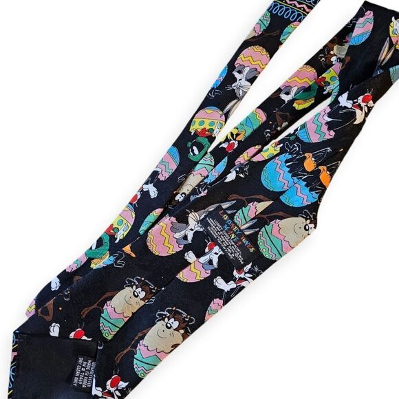 Vintage Warner Bros Looney Tunes Easter Holiday Black Tie - Picture 3 of 4